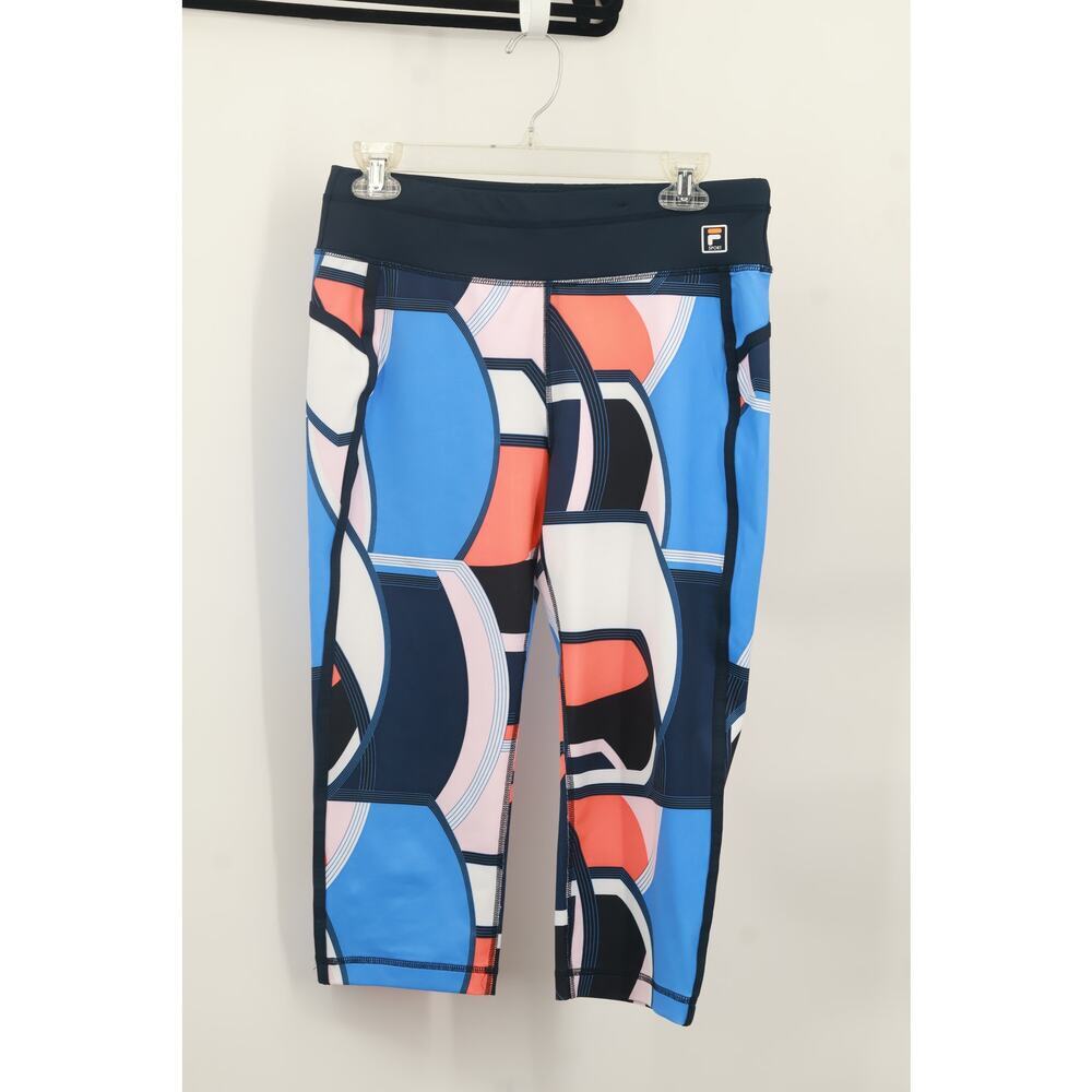 Fila Sport Women's High Rise Capri Leggings Geometric Print Size Blue/Orange